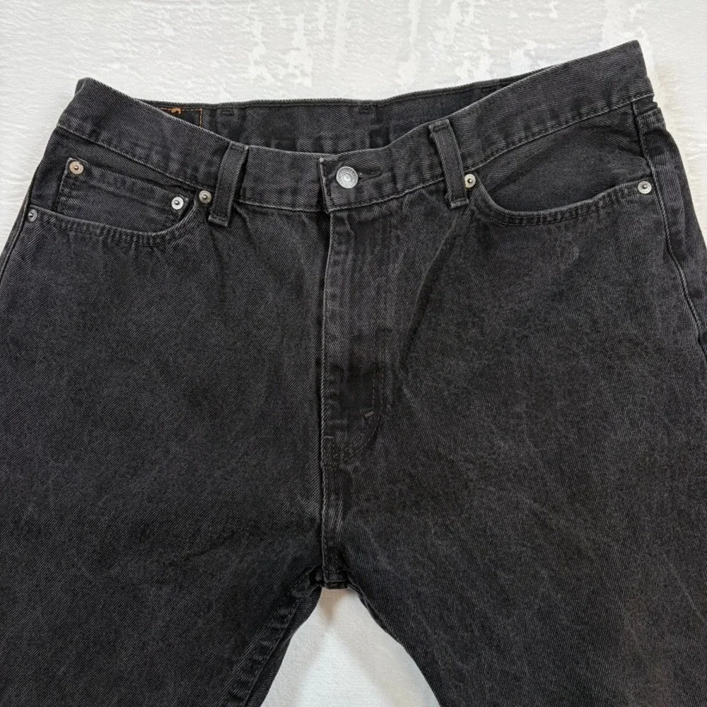 Levi's 505 Regular Fit Jeans Mens 38x32 Black Acid Wash Straight Leg Denim‎
